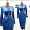 LUSH velvet overlap dress with trumpet sleeves