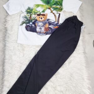 Graphic print t-shirt and pants two piece set